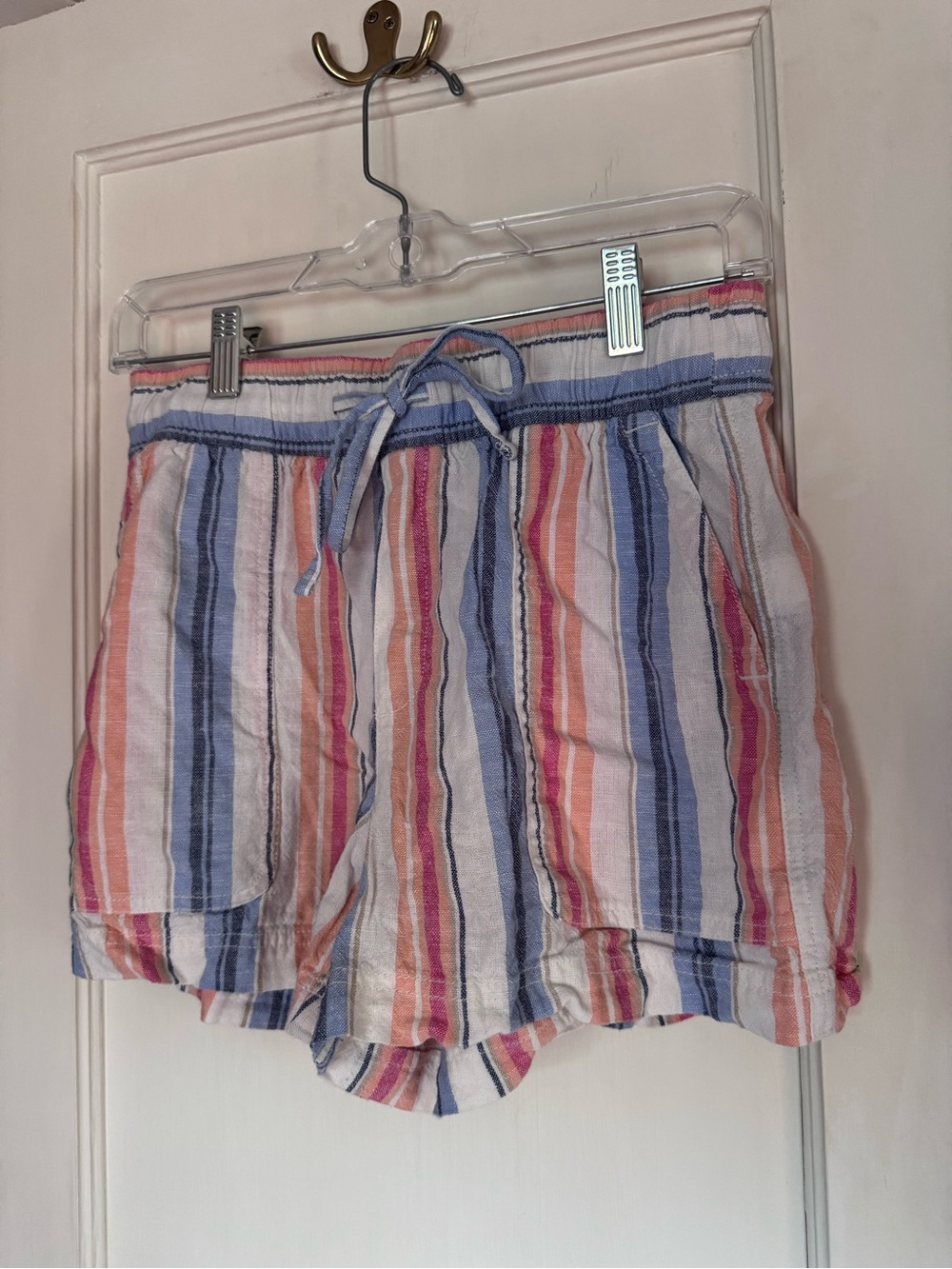 GAP Linen Blue Pink White Stripe Pocket Chino Short Women’s XS